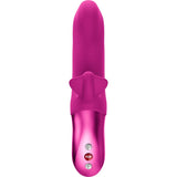 Fun Factory Bi Stronic Fusion Thrusting Rabbit Pulsator Magenta front view showcasing tapered tip and controls.