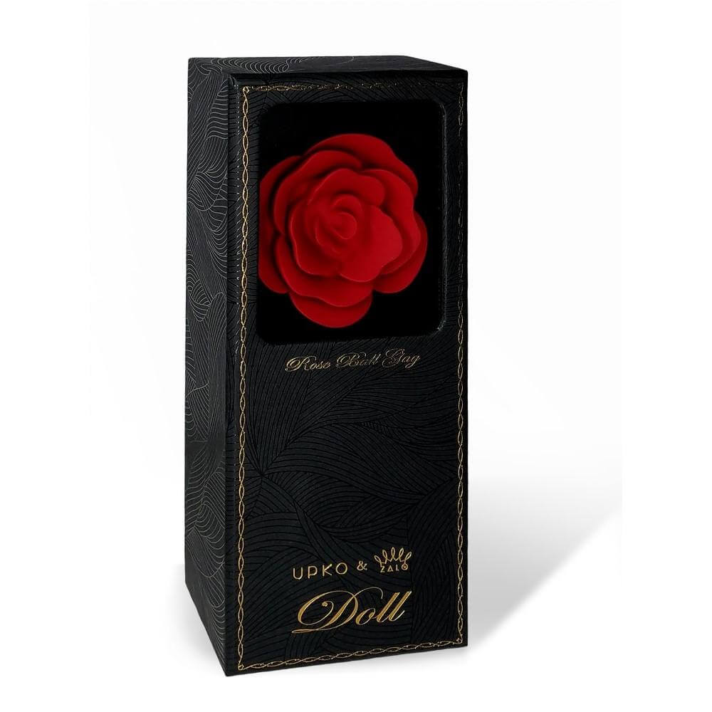 ZALO & UPKO Designer Collection Rose Ball Gag in elegant packaging, featuring a patented rose-shaped design for a sophisticated touch.