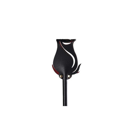 ZALO Doll Designer Collection Rose Riding Crop with black and red leather rose design, luxury BDSM accessory.