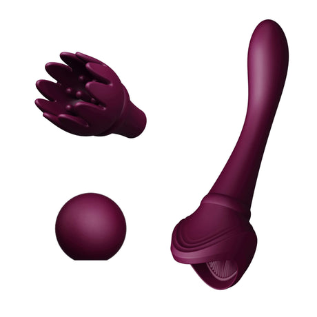 ZALO Bess Clitoral Massager Velvet Purple with innovative DirectPower technology attachments for targeted stimulation