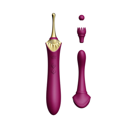 ZALO Bess Clitoral Massager Velvet Purple with multiple attachments showcasing innovative DirectPower technology for precise stimulation