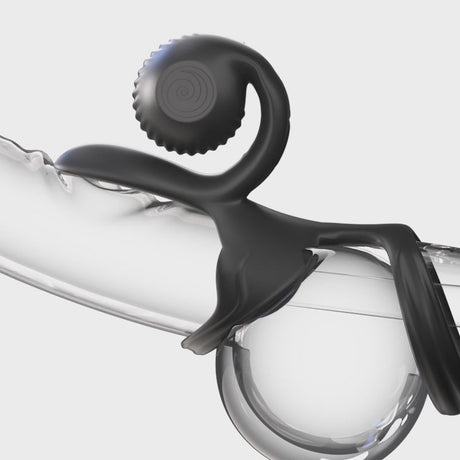 Svibe Snail Jovi Dual Couples Vibrating Ring Black showcasing its ergonomic design and dual stimulation features.