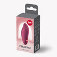 Fun Factory Charme Bullet Vibrator Wine Red packaging with product features on the box.