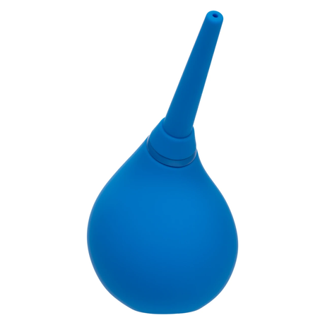 CalExotics One-Way Silicone Anal Douche Blue with a flexible nozzle for comfortable use.