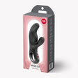 Fun Factory Miss Bi Rabbit Vibrator Black in its elegant packaging with details highlighted.