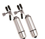 Kink Collection Vibrating Nipple Clamps Silver for sensual stimulation and nipple play.