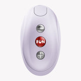 Fun Factory Mea Air Pulse Vibrator Purple control interface with buttons for custom settings.