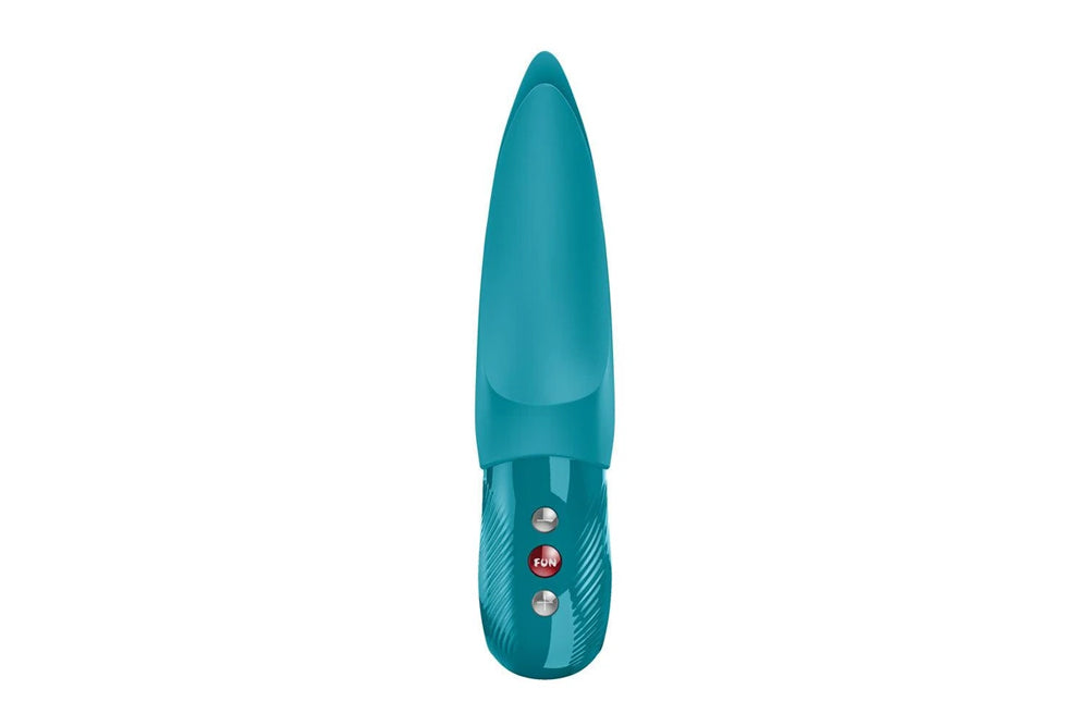 Fun Factory Volta Lay-on Vibrator Aquamarine featuring sleek design and control buttons for customizable stimulation.