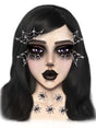Leg Avenue Spider Web Face Jewels Sticker designed on a model with spider web and spider motifs for Halloween decoration.