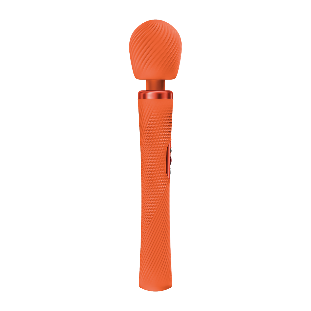 Fun Factory Vim Wand Massager Orange with grooved texture for deep, rumbly sensations and total relaxation.