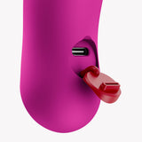 Close-up of Fun Factory Bijou Bullet Vibrator Magenta charging port with protective cap.