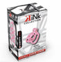 Kink Chastity Series Locking Cock Cage XS Pink packaging with details and components.